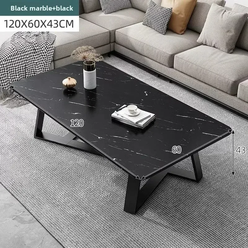 Light Luxury Coffee Table, Modern Marble Pattern Low Table, Rectangular Small Table Next To The Sofa In The Living Room Premium