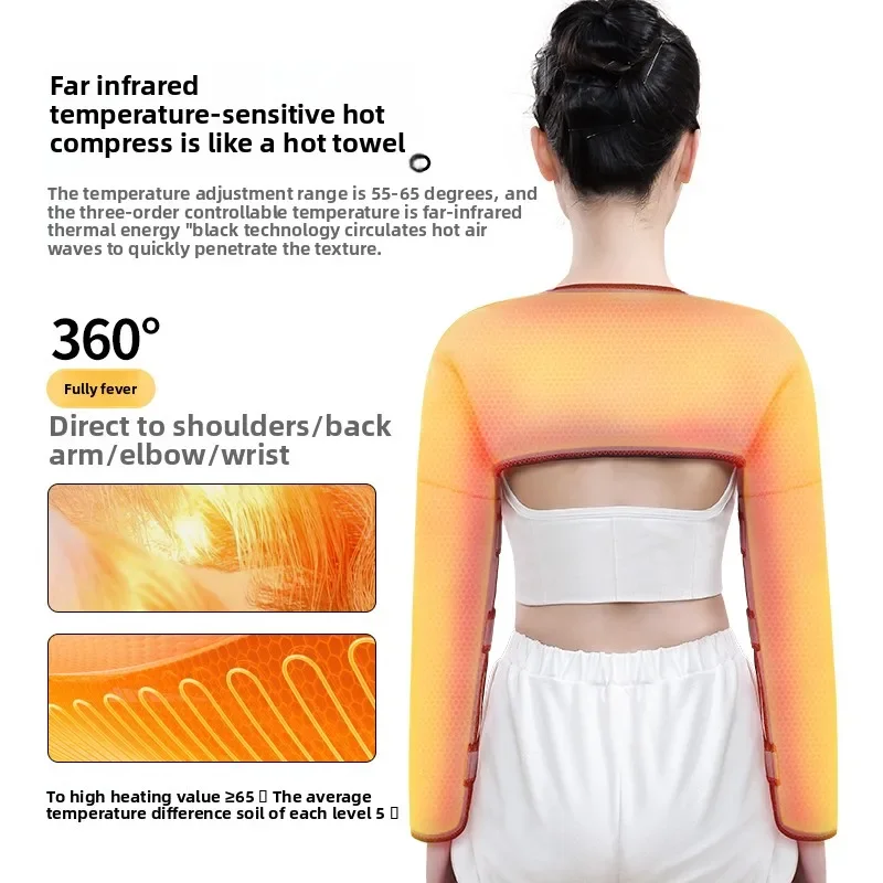 Heated Shoulder Arm Warm Sleeves Hot Compress for Back, Moxibustion Massage Relieves Arm Elbow Joint Pain with Constant Heating