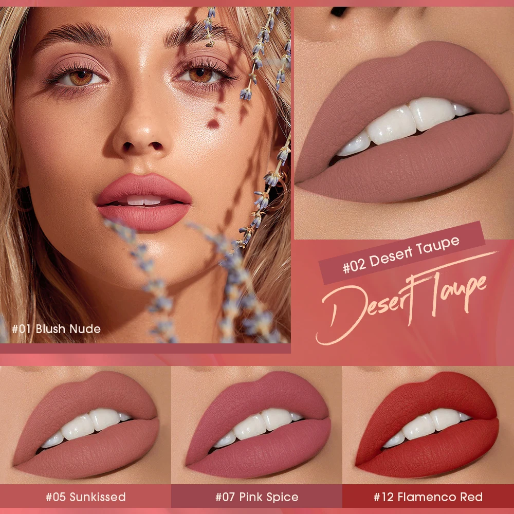 Wholesale O.TWO.O Lipstick Lip Gloss Makeup Waterproof Velvet 12 Colors Liquid Lip Stick Matte Long Lasting Sexy Red Lip Tint