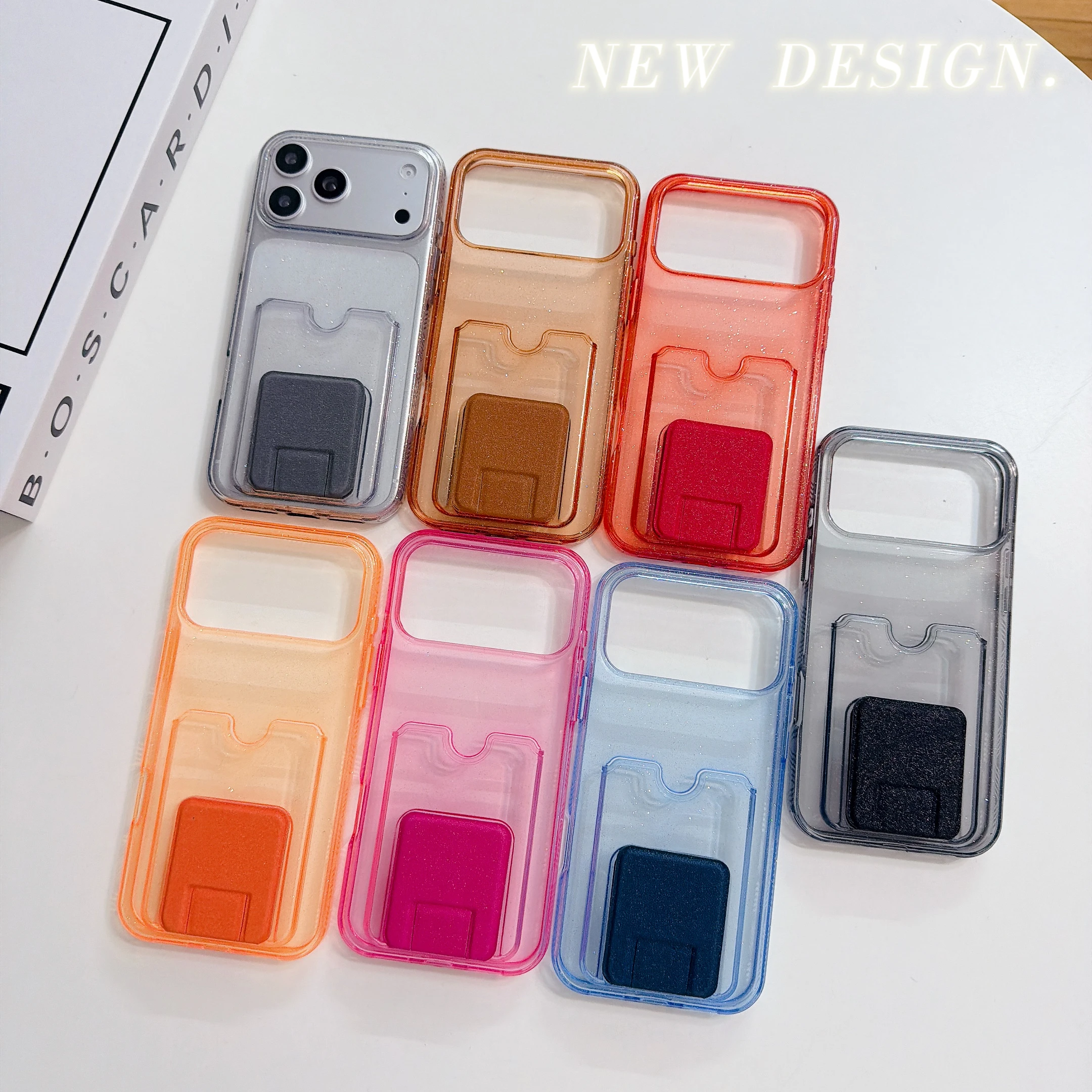 Glitter Bling ATM ID Card Holder Slot Phone Case For iPhone 17 16 15 14 13 Pro Max Plus Air Photo Pocket Clear Wallet Cover view 6