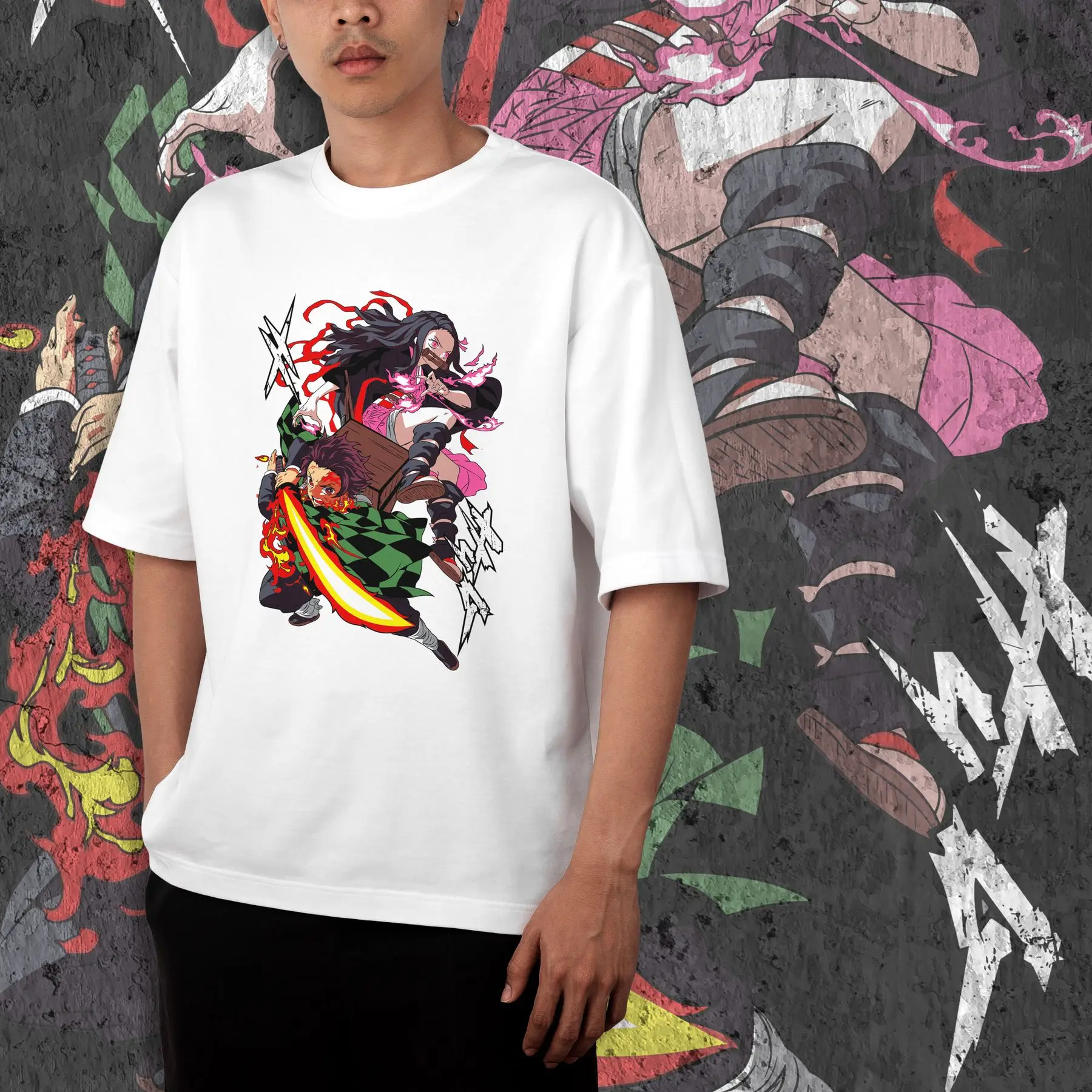 T-shirt with Demon Slashing Blade print - Tanjiro and Nezuko 2 WE