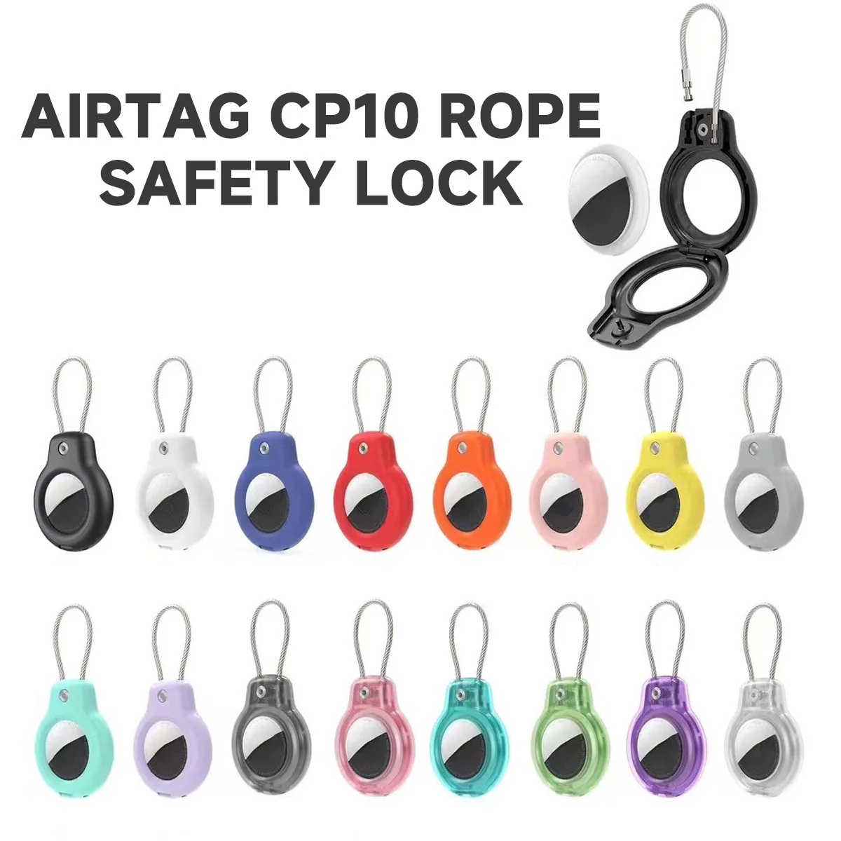 Compatible with Apple AirTag Secure Holder with Wire Cable Air Tag Lock Case Keychain Key Ring Key Chain Luggage Tag for Keys