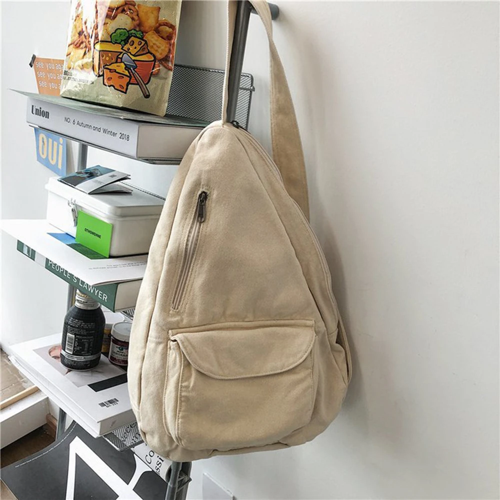 Sac de Poitrine de Voyage en Toile pour Femme et Homme, Sacoche Tendance, Simple, de Grande Capacité, pour Étudiant