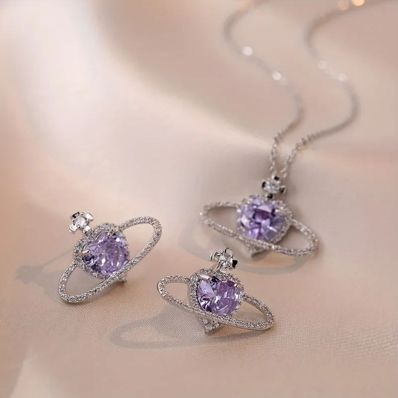 قلادة بدلاية من الزركون الزركون للنساء ، مطلية بالفضة ، سلسلة من الفولاذ المقاوم للصدأ ، مجوهرات قلادة للحفلات ، فاخرة ، جديدة