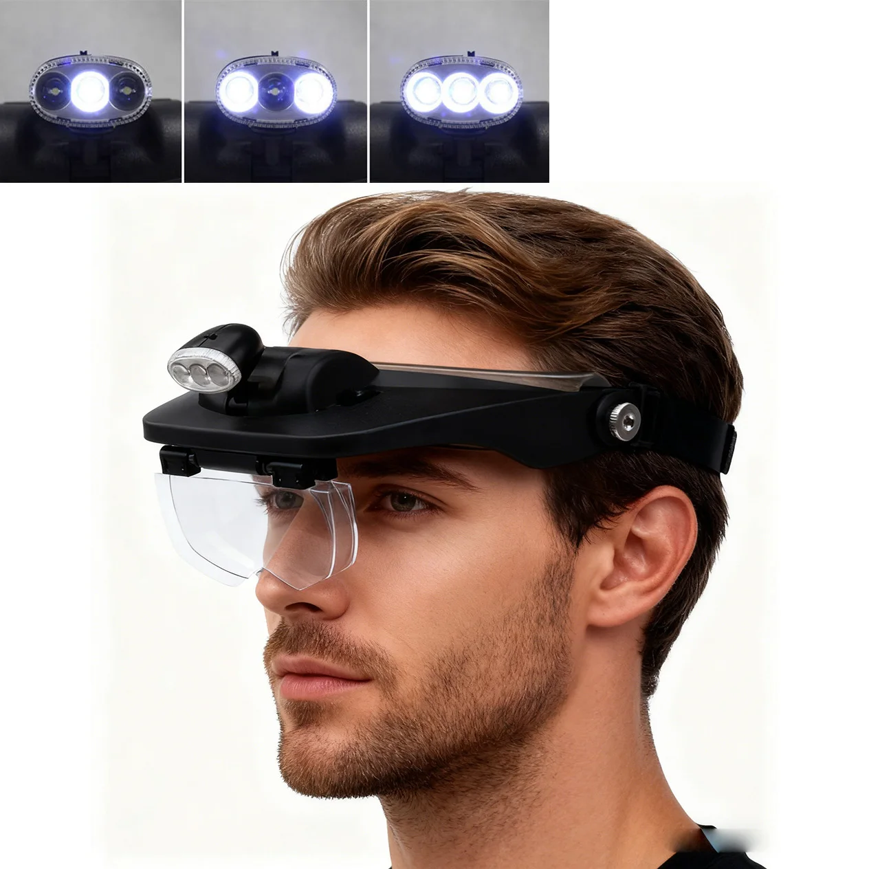 6X Headband Magnifying Glasses with LED Light Head Loupe Eye Glasses for Watch Repair Reading Welding Soldering Magnifier