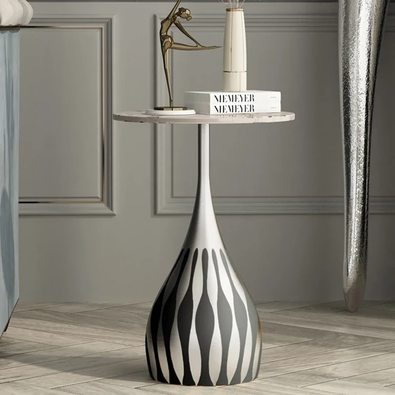 Table Basse Ronde Italienne Moderne et Luxueuse, Décoration de Salon, Petite Table d'Appoint, Écriture, Meuble d'Entrée