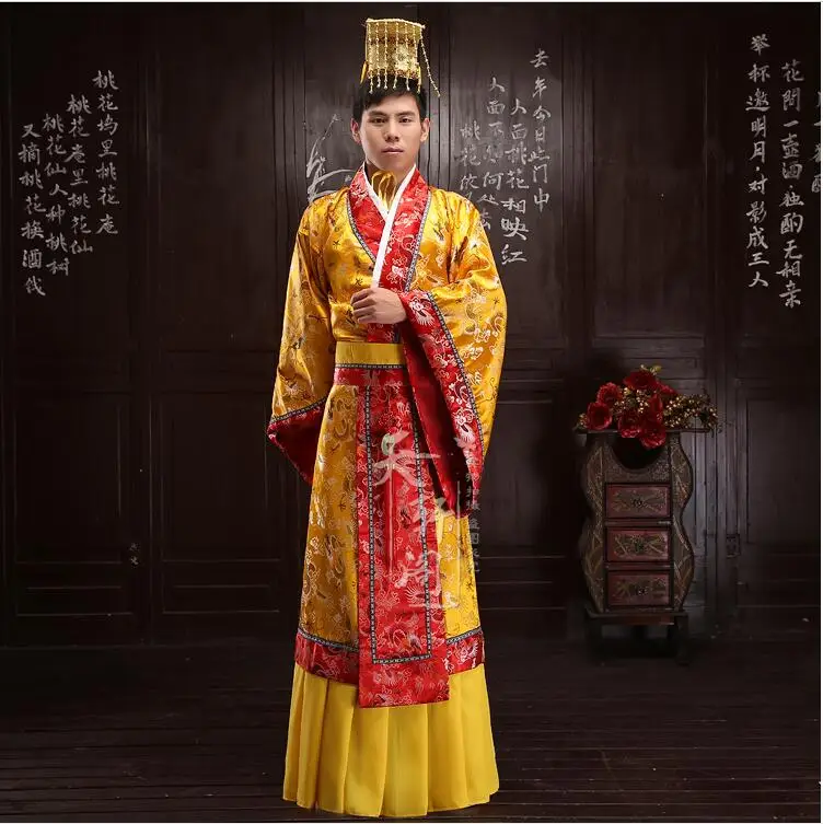 

Мужской костюм китайского императора, платье Sovereign Hanfu, древний король Тан, сцена для взрослых и детей, в комплект входит шляпа, костюм, сценический фестиваль