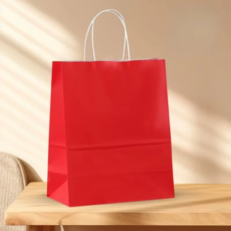 20 Stück anpassbare Logo-Kraftpapiertüten mit Griffen, Geschenkverpackungsbeutel für Geschäft, Kleidung, Hochzeit, Weihnachten, Lieferungen, Handtaschen – Detail 16