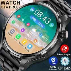 Smartwatch impermeável para homens, rastreamento GPS, freqüência cardíaca, AMOLED, tela HD, açúcar no sangue, chamada BT, IP68, 360x360, Android, novo, 2022