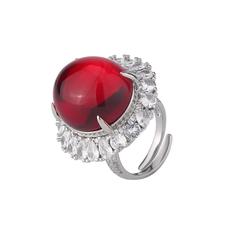 New Jewelry European and American Style Pigeon Blood Red Corundum Blue Spinel Plain Light Luxury Set Main Stone 18*20