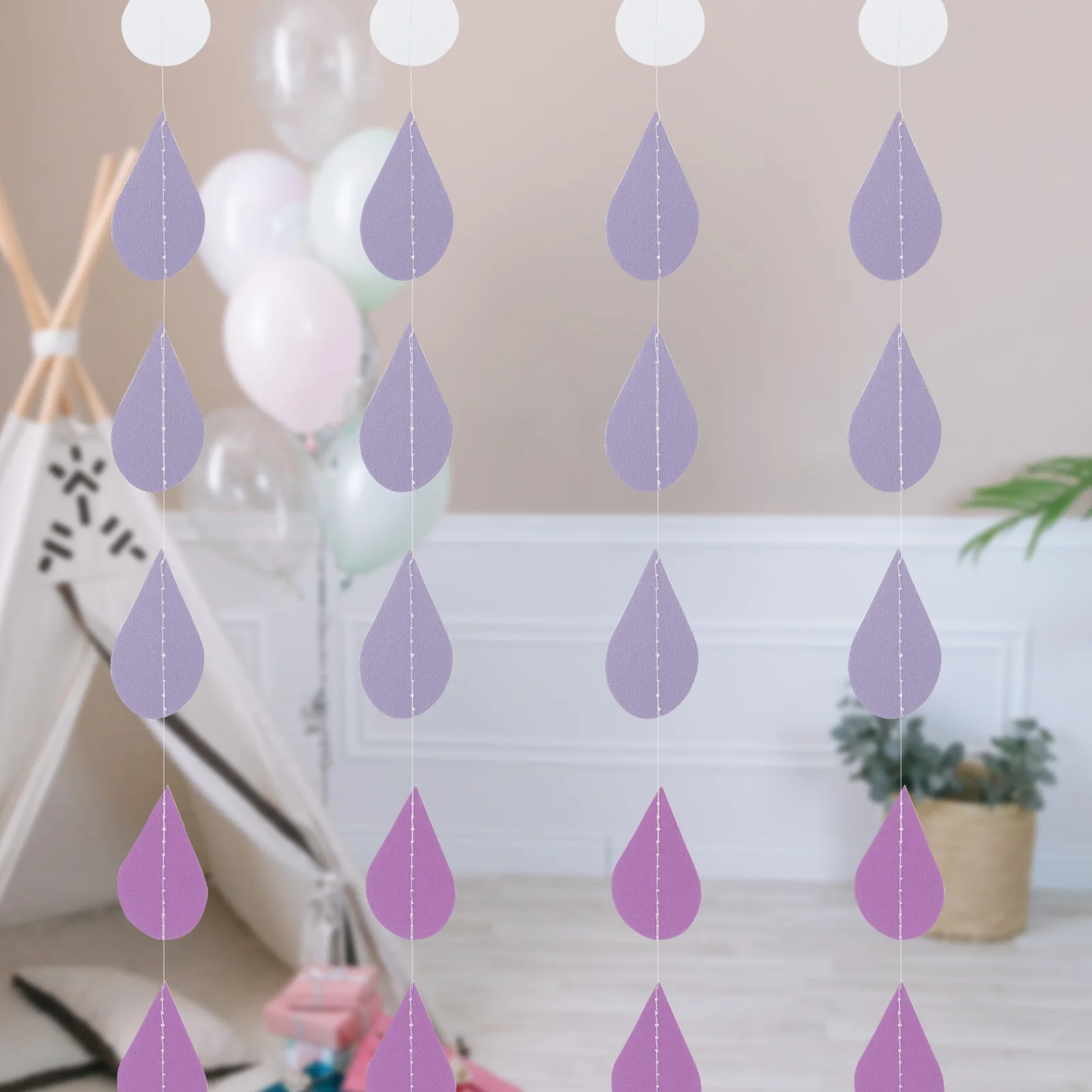 

4 Strings Paper Raindrop Garland Creative Hanging Bunting for Party Decoration Birthday Baby Shower Wedding Photo Backdrop