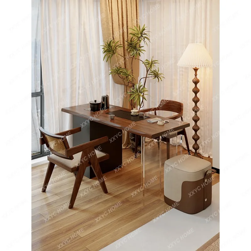 

Чайный столик AABlack Walnut Balcony из массива дерева, высококачественный, компактный, со встроенным чайником