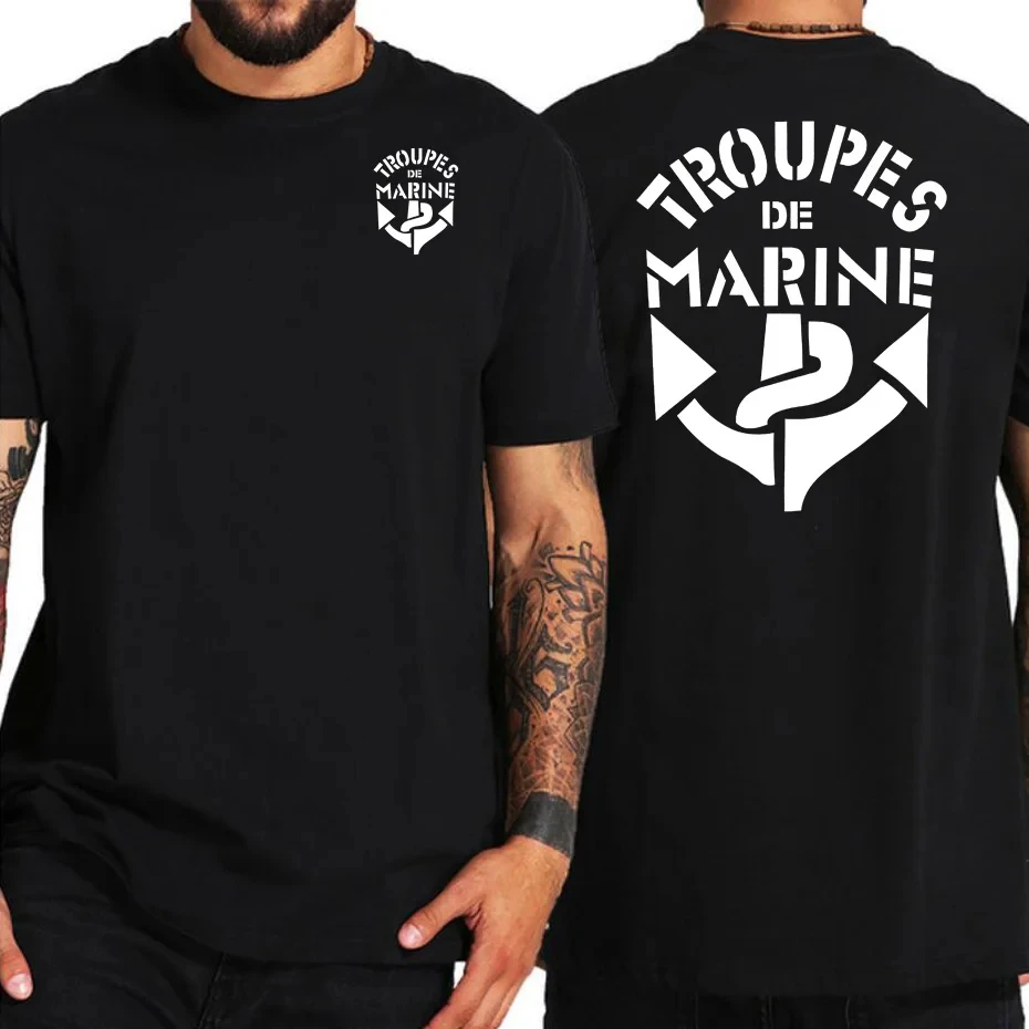 France Marine Troops French Colonial Troops T Shirt Men Marines Military Tactical Casual Mens T-Shirt Black Army Green Tee Shirt