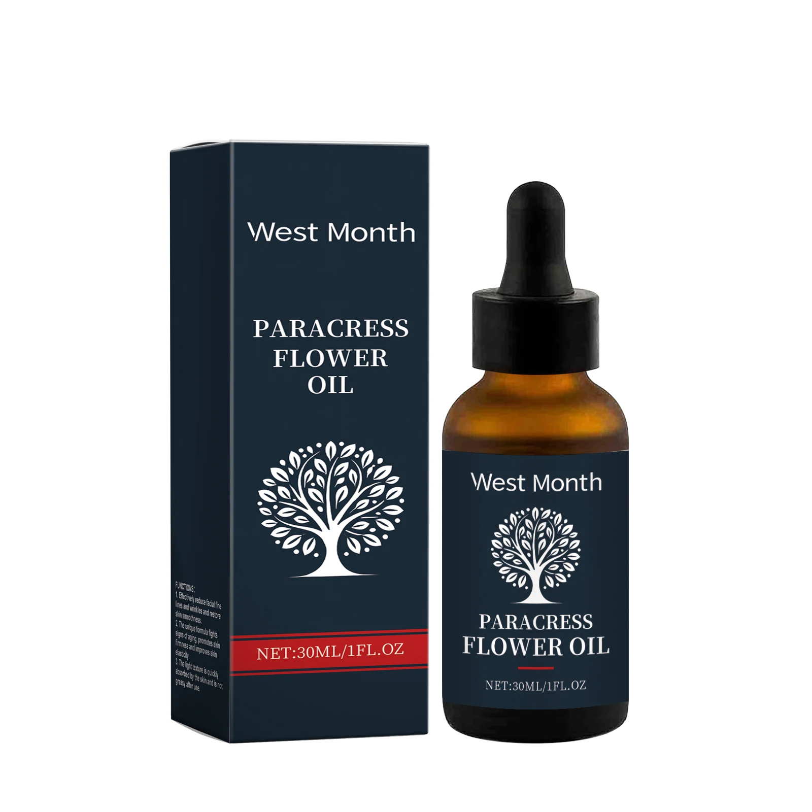 WEST MONTH Paracress Flower Essence Oil Reduce Facial Fine Lines Wrinkles Light Texture Quickly Absorbed Not Greasy After Use
