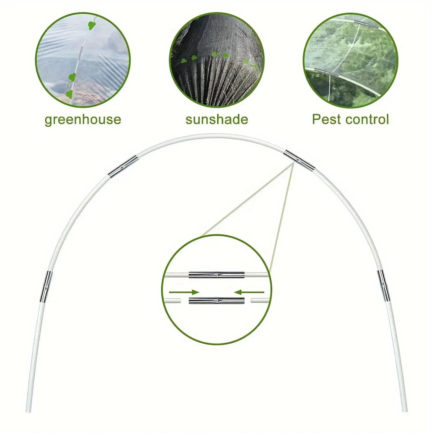 Greenhouse arch DIY plant tunnel, rust-proof fiberglass support arches, suitable for outdoor plant protection, an ideal choice f