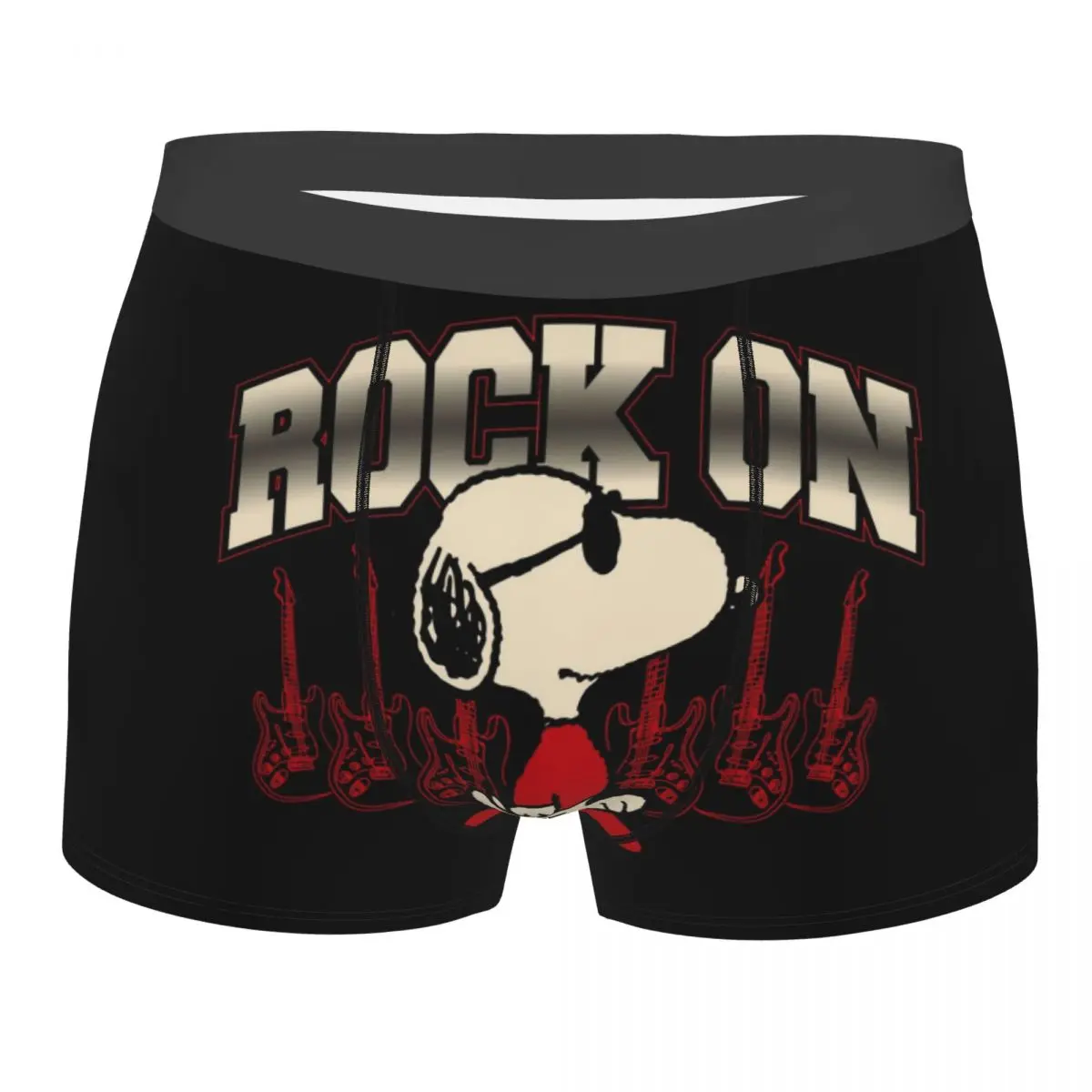 Custom Fashion S-Snoopys Rock On Boxers Shorts Panties Male Underpants Stretch Cute Cartoon Briefs Underwear