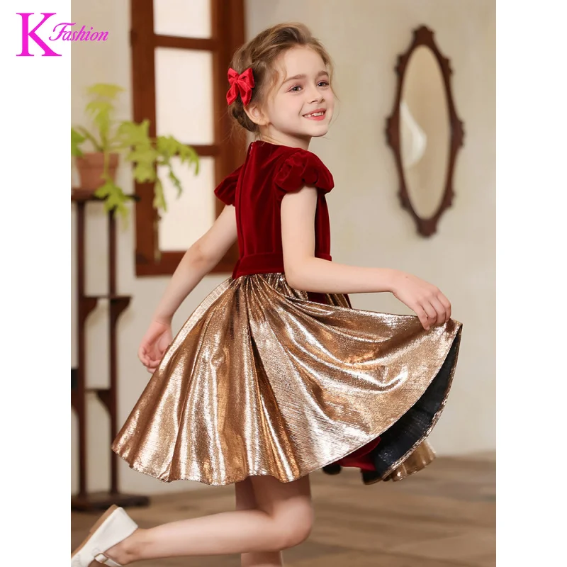 

Детское платье для ведущих девочек, элитная одежда для выступлений, вечернее платье, детская праздничная одежда, красный цвет, От 3 до 15 лет