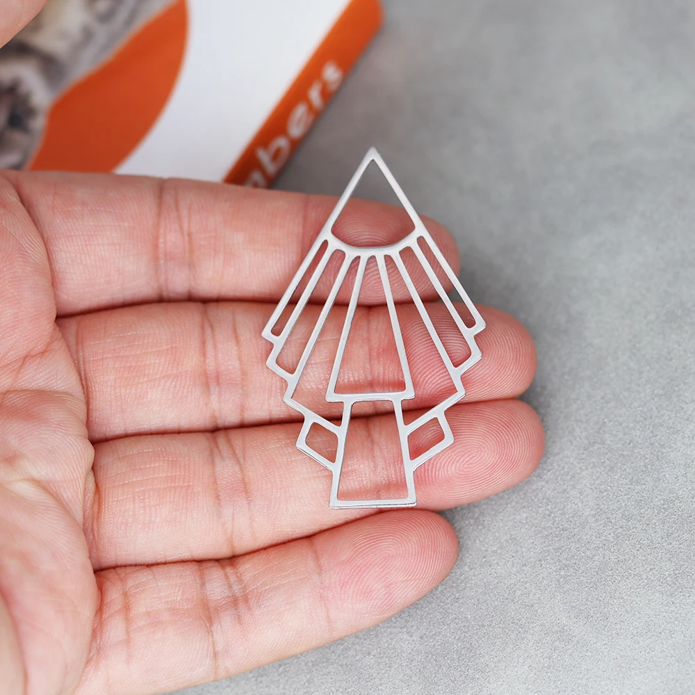 3pcs Geometric Rocket Line DIY Craft Tassels Earrings Necklace Women Charms for Jewelry Making Stainless Steel Pendant Accessory