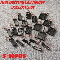 5PCS 1/2/3/4 Slot AAA Battery Case Battery Box AAA Battery Holder With Leads With 1 2 3 4 Slots AAA drop