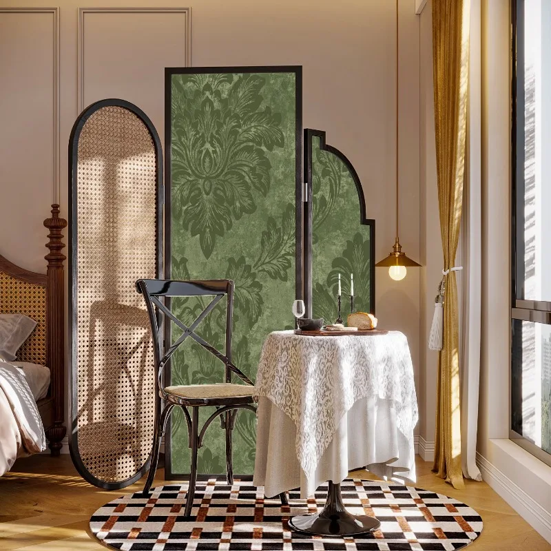 French retro solid wood screen partition wall living room home simple sofa background wall mobile folding porch fold screen