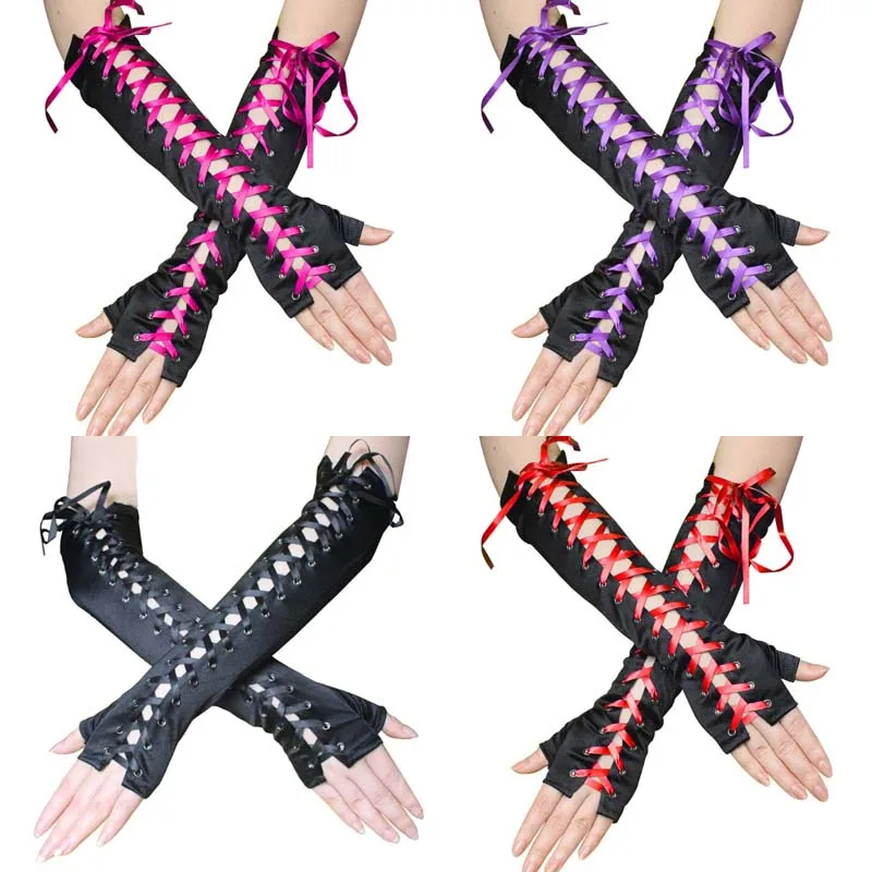 Gloves Long Bandage Tie Ribbon Women Outdoor Formal Christmas Gift Clothing Accessories Cute school Festive MW161