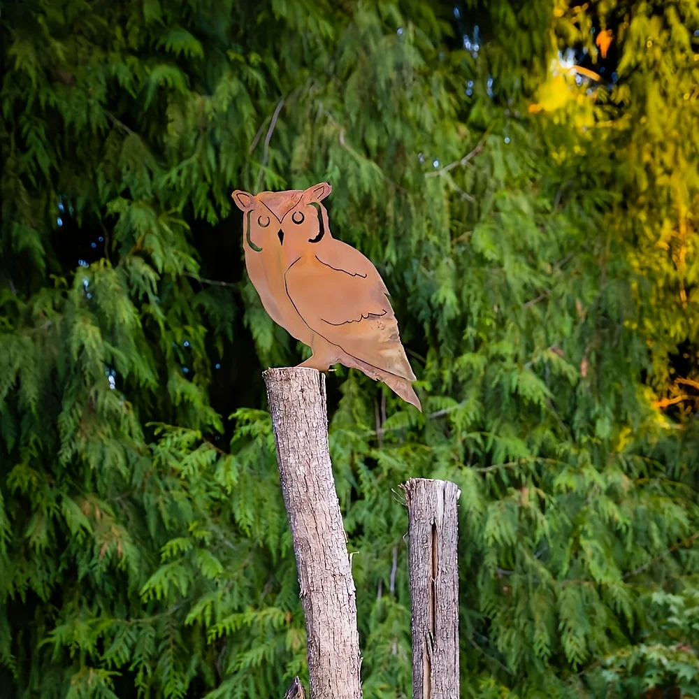 1 Piece of Country-Style Metal Owl Garden Decoration, Artistic Ornament, a Naturally Rusted Craft Piece That Develops Rust over Time, Perfect Outdoor Decoration, Thanksgiving, Father's Day, Mother's Day Gift
