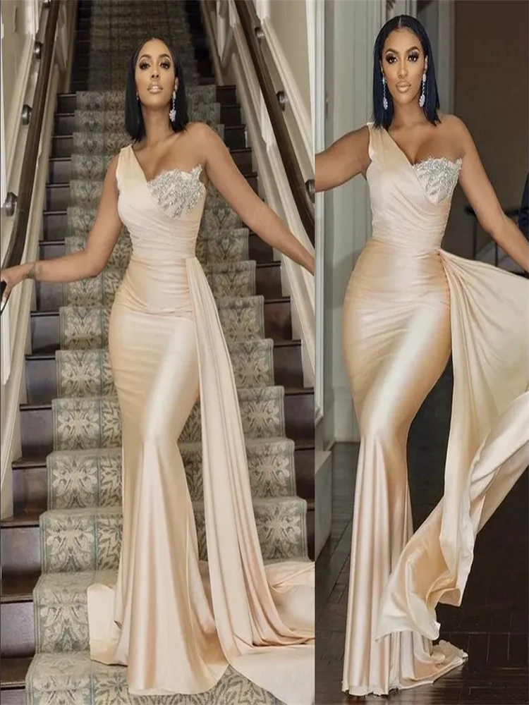 

Evening Dresses Women One Shoulder Elegant Dresses For Prom 2024 New SleevelessProm Cocktail Gown Customized فساتين الحفلات