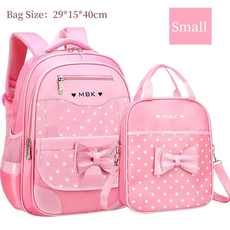 2-piece Korean Version Bow Elementary School Children\'s Backpack Girls Handheld Large Capacity Waterproof Protecting The Spine