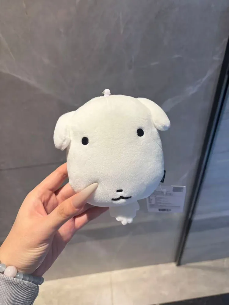 Kawaii Big Head White Dog Plush Keychain Fluffy Stuffed Animal Pendant for Backpack Handbag Decoration