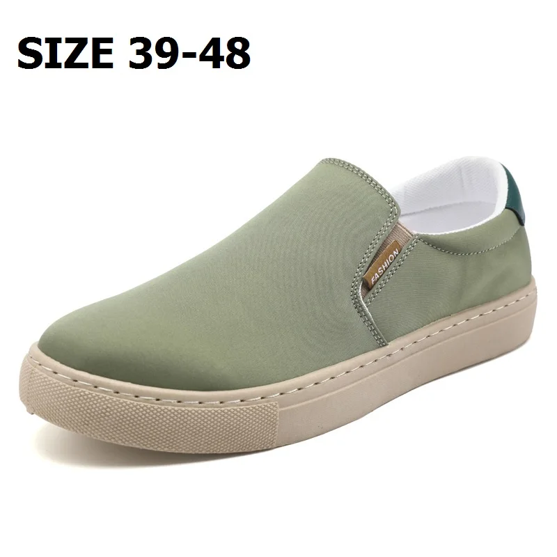 Green Canvas Sneakers Men\'s Autumn Loafers Shoes Male Sneakers Man Slip-Ons Sporty Outdoor Driving Clipper Boat Shoes Moccasins