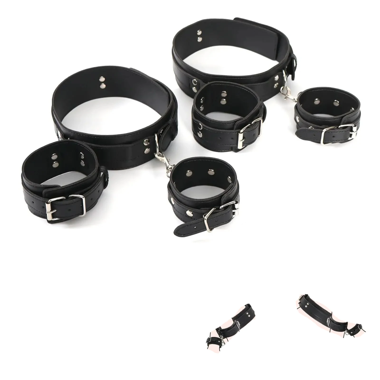 BDSM بولي Leather الجلود عبودية والعتاد الجنس تكبيل الفخذ ضبط النفس الساق الأصفاد مجموعات الالعاب الجنسية المفتوحة الفخذين 18 + الكبار المثيرة ألعاب Sextoy أطقم