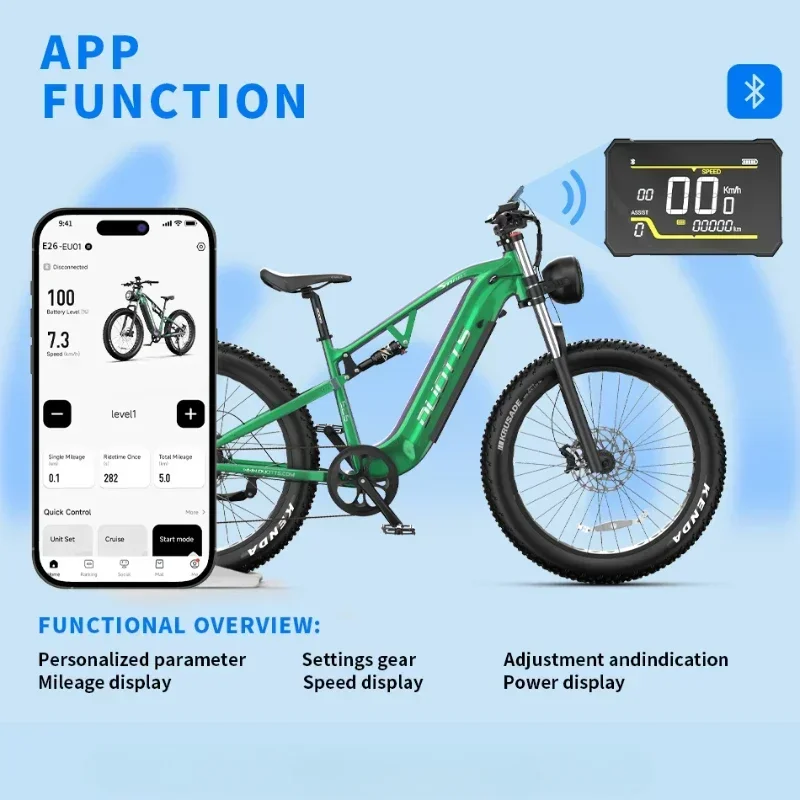 DUOTTS E26 Electric Bicycle 750W Brushless Motor 48V20AH Lithium Battery Mountain Electric Bike 26*4.0-In Fat Tire Aldult E-bike