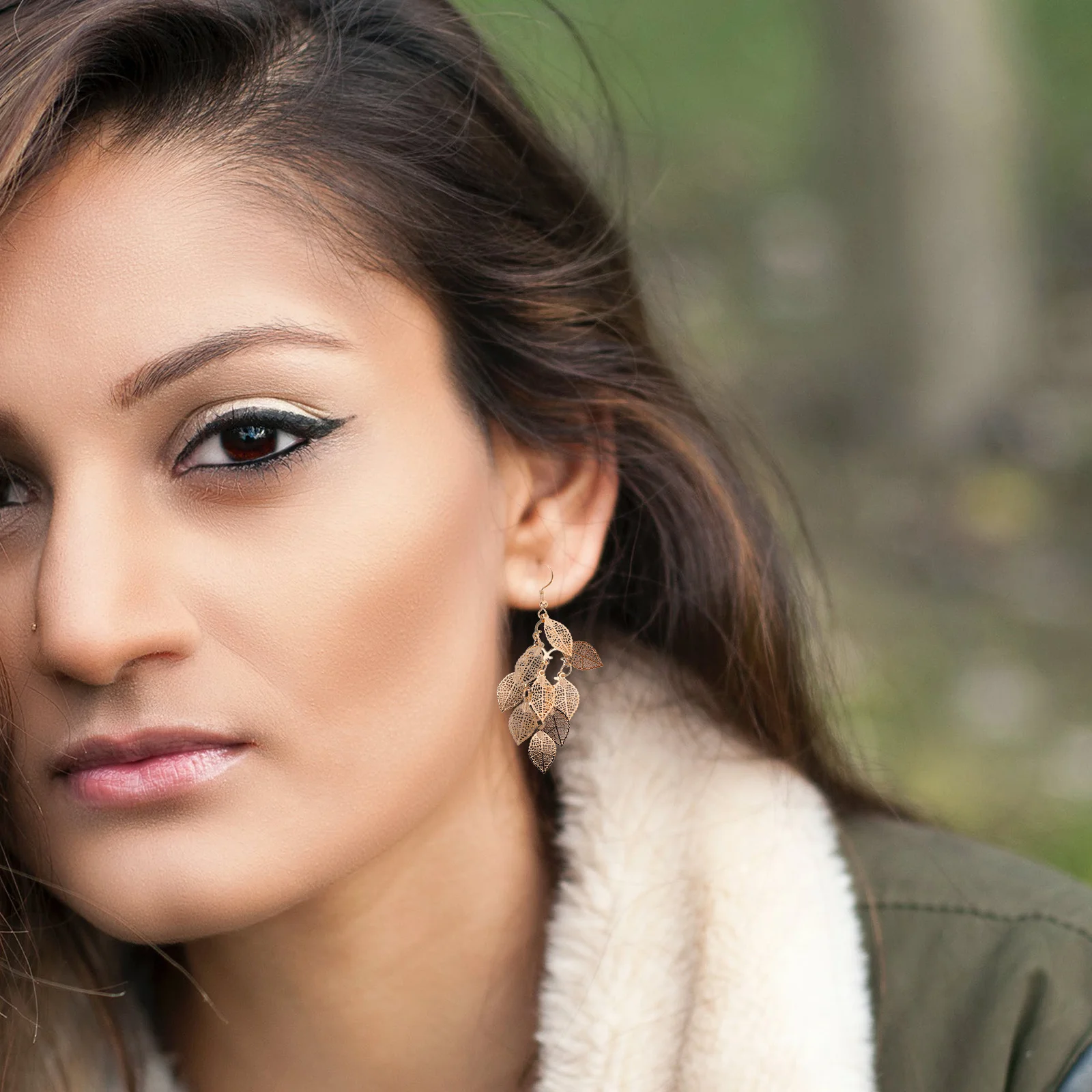 

1Pair Golden Leaf Pendant Earrings Boho Chandelier Drop Long Lightweight Fashionable Tassel Summer Accessories