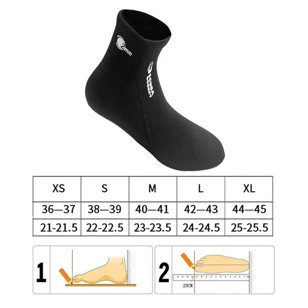 Professionelle 2 mm Neopren-Tauchsocken für Männer und Frauen, Schwimmen, warme Schnorchelsocken, Anti-Korallen-Anti-Schnitt, lange, rutschfeste Socken – Detail 1