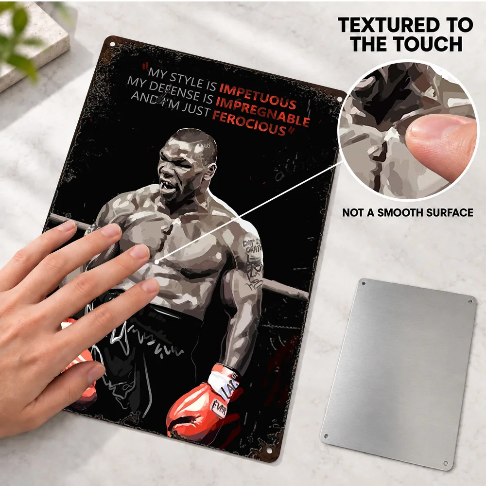 Mike Tyson Boxing Quote Aluminum Poster Customized Metal Sign Inspirational Typography Wall Art For Game Room Sports Fan Gift