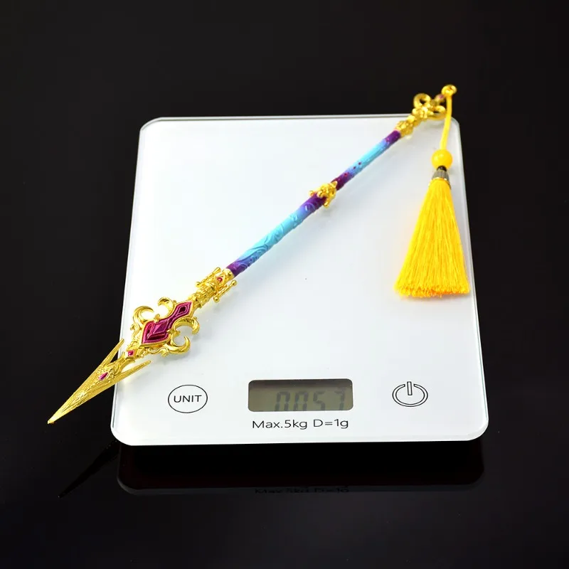 30 cm/11.81in Naraka Bladepoint Game Randapparatuur Wapen Modellen Fee Gekleurde Speer Metalen Ambachten Ornamenten Sleutelhanger Collectie Speelgoed