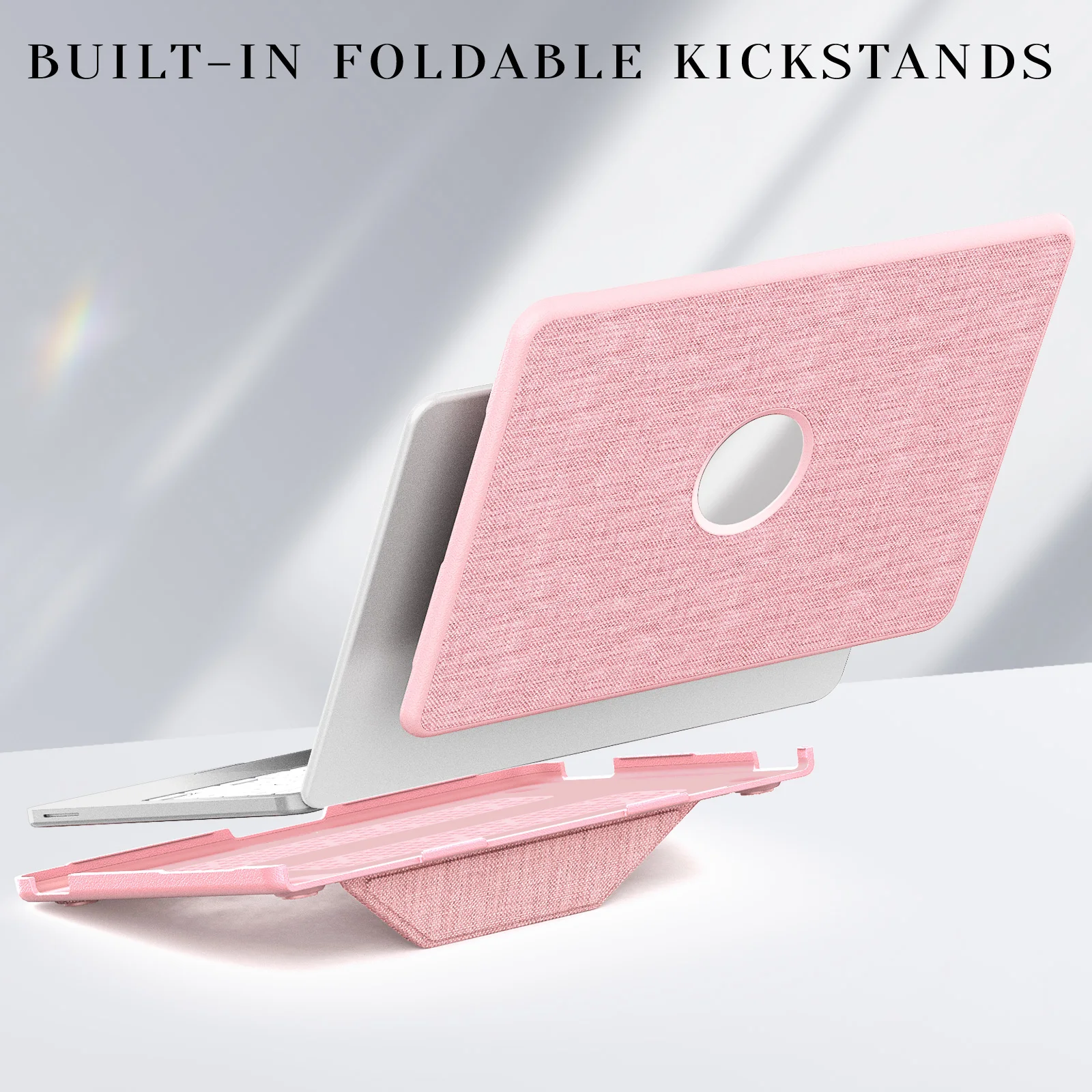 Built-in Foldable Kickstand Laptop Case For MacBook Neo 13 inch 2026 Model A3404 Easy Installation Fabric Cowboy Anti-Slip Cover