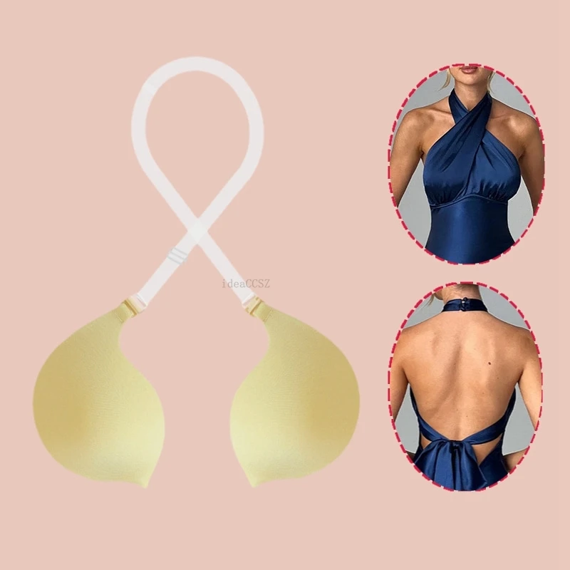 Invisible Push Up Bra Strapless Backless Silicone Brassiere Women Deep U Underwear Dress Wedding Party Sticky Adhesive Lingerie