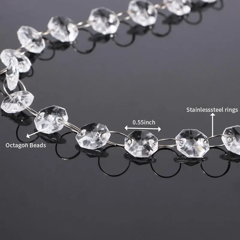 1Meter 14MM Crystal Acrylic Bead Strands Hanging Clear Diamond Chain for DIY Wedding Birthday Party Christmas Decor