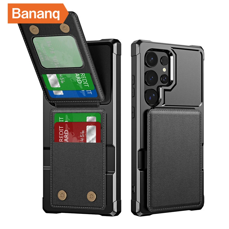 

Bananq Flip Card Slot Wallet Leather Case For Samsung S24 S23 FE Plus Ultra A05 A04S A55 A35 A34 A32 A24 A23 A15 A14 A13 Cover