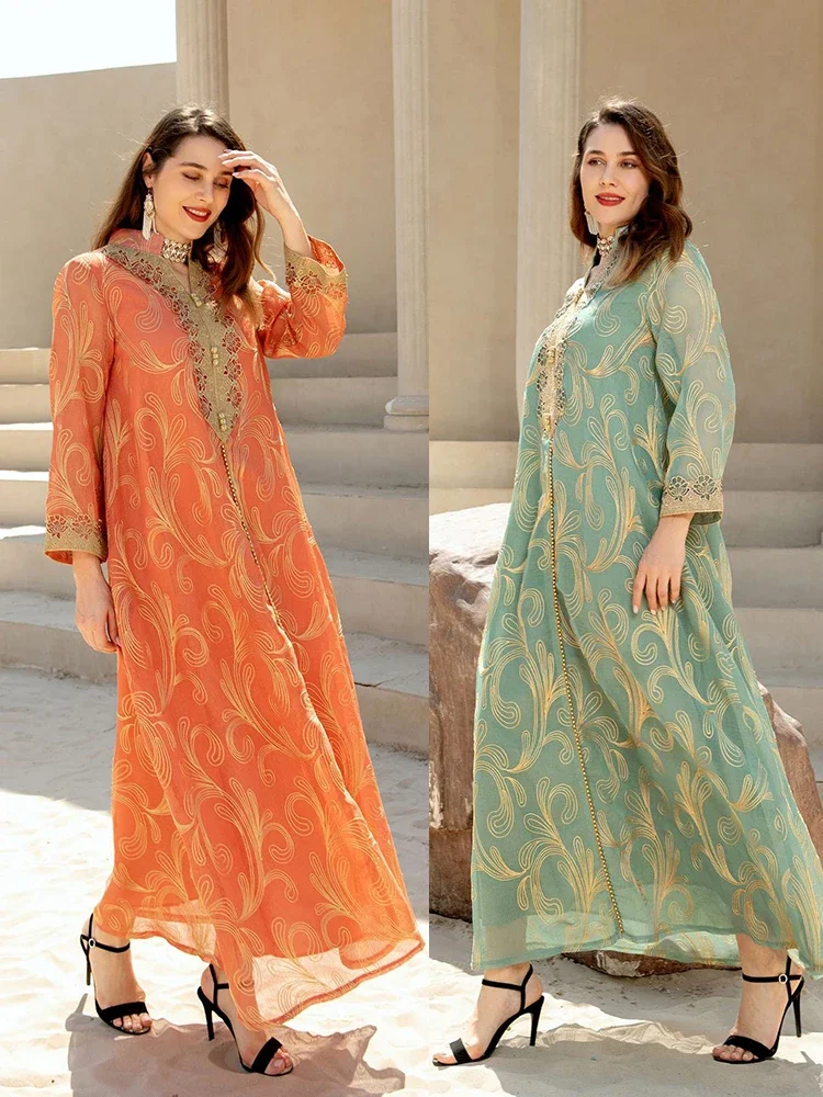 

New Spring Ramadan Muslim Dress Women Eid Mubarak Abaya Dubai Islam Morocco Kaftans Turkey Dresses Robe De Soiree Djellaba Femme