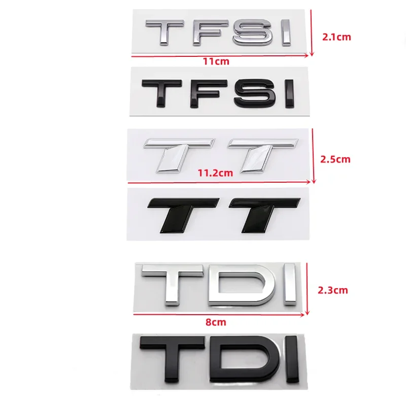 3D ABS Black TFSI Logo TDI TT Car Trunk Emblem Badge For Audi A3 A4 A5 A6 A7 A8 Q2 Q3 Q5 Q7 Q8 TFSI TDI Sticker Accessories