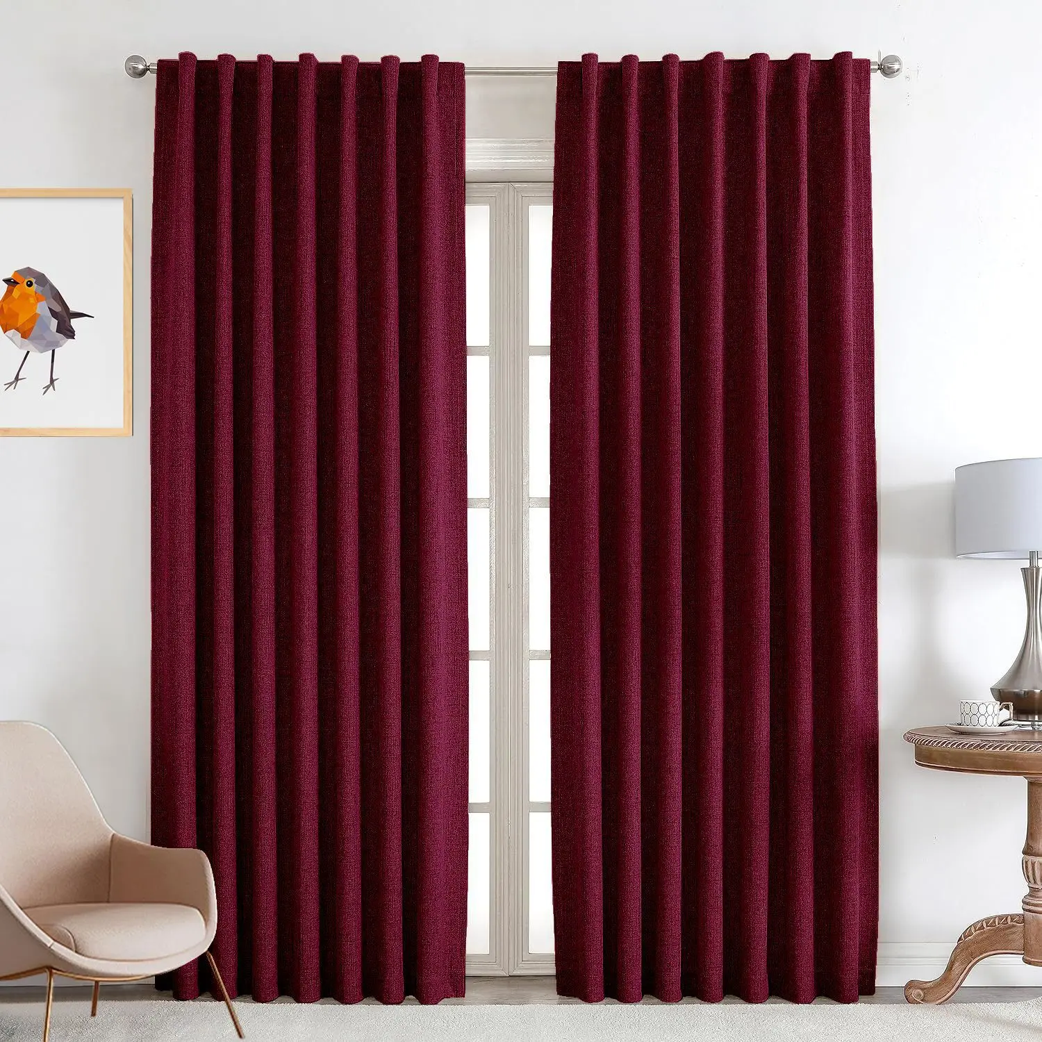 100% full blackout coating customized linen curtains color linen cotton linen curtains finished products