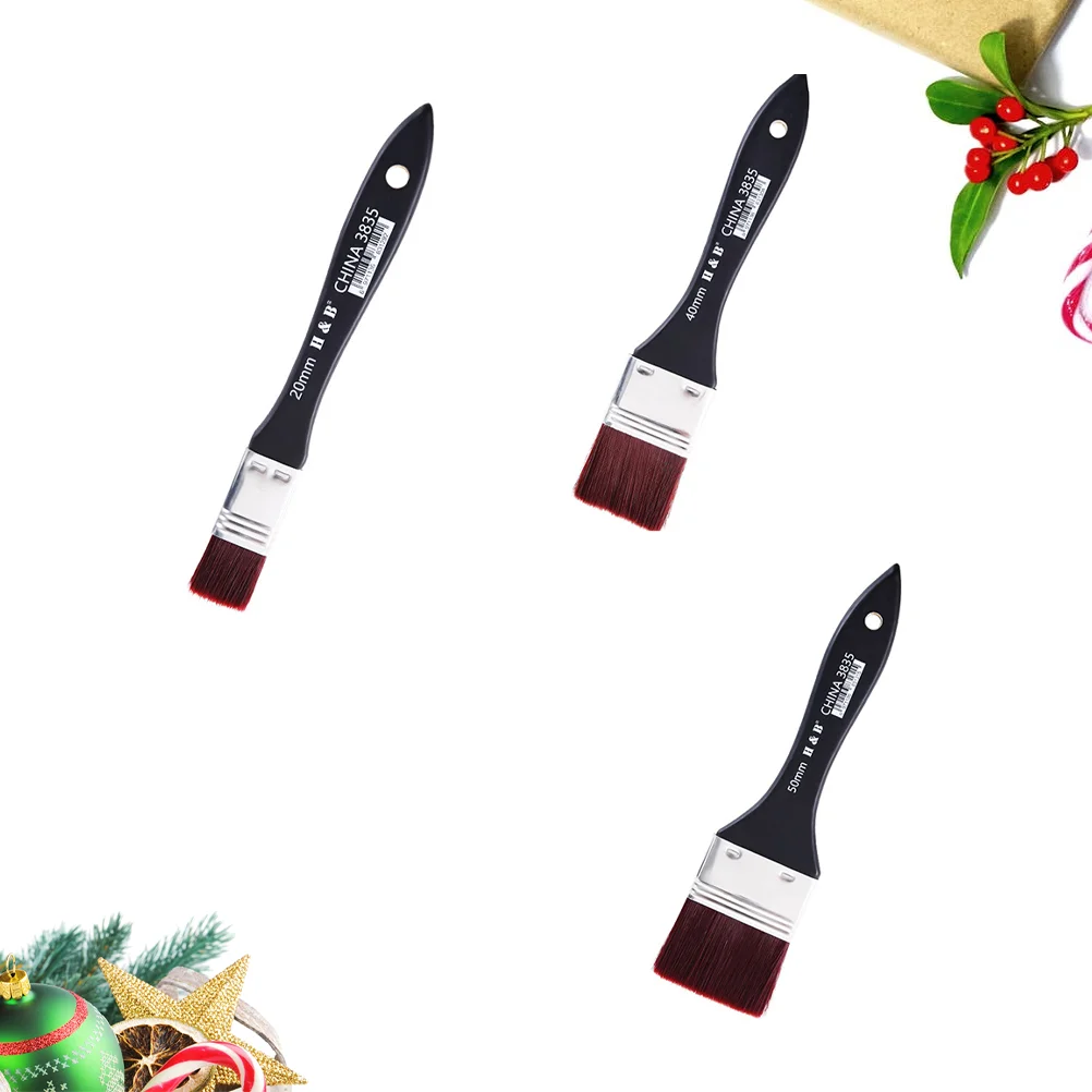 3PCS Nylon Oil Painting Set Artist Water Color Paint Tool Wooden Handle Drawing Accessory for Student Teacher Artists