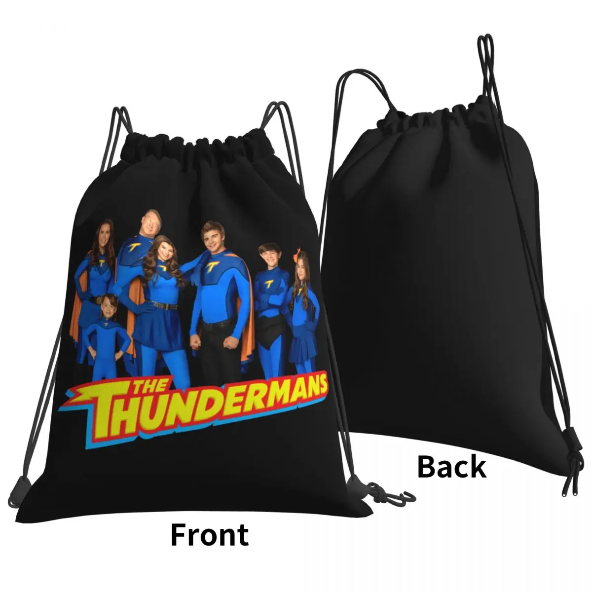 The Thundermans Family Group Shot Logo Drawstring Bags Gym Bag Shoe Bag School Sport Bag