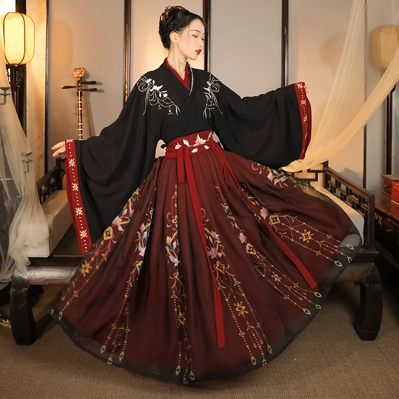 traditional chinese dress black Black chinese dresses for women retro qipao black embroidery stage performance costumes elastic etiquette form suit high-end modified atmosphere