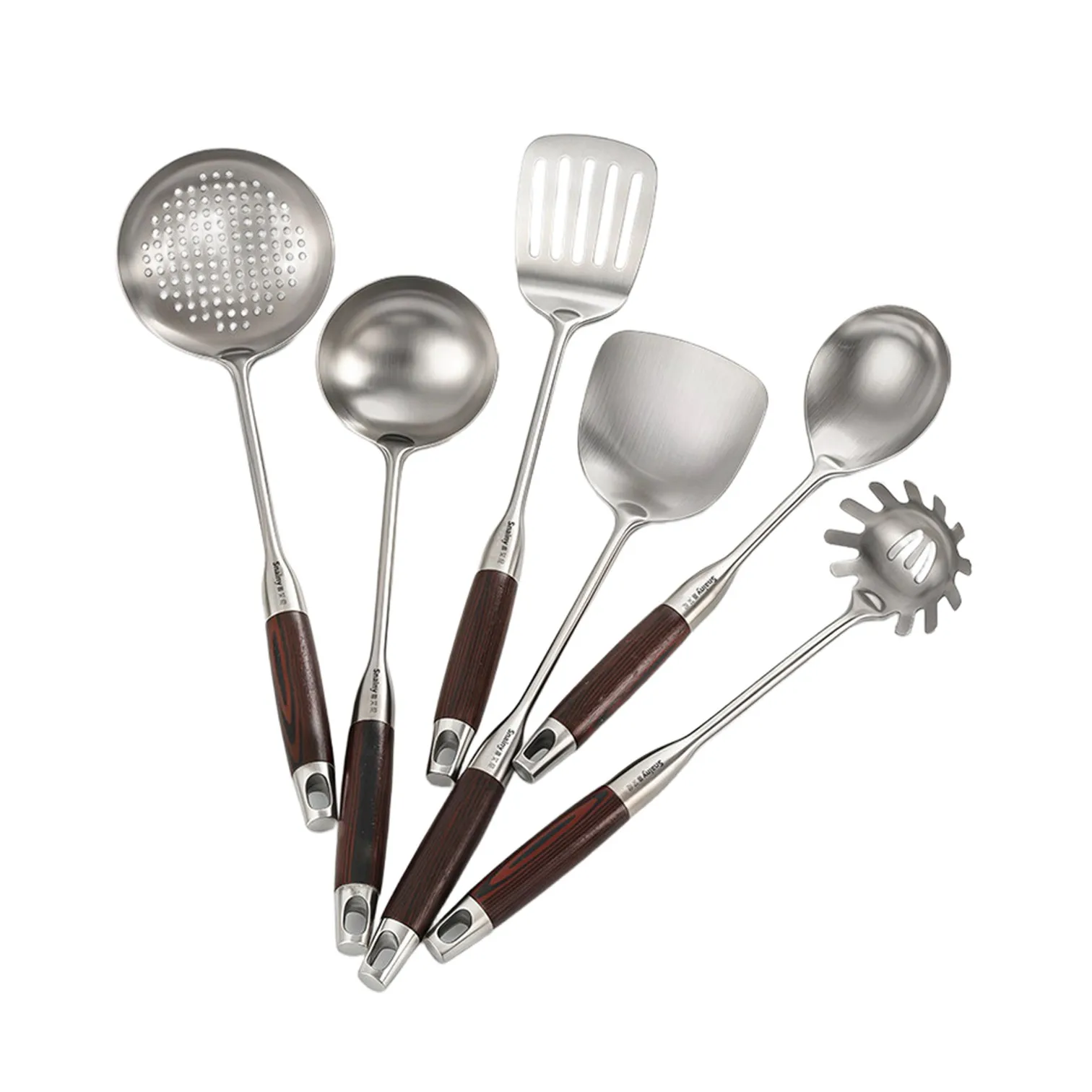 LFGB Certified Pure 316 Stainless Steel Kitchen Cookware Set Ultra Hard 99.9% Anti-bacterial Spatula Spoon Colander for Cooking