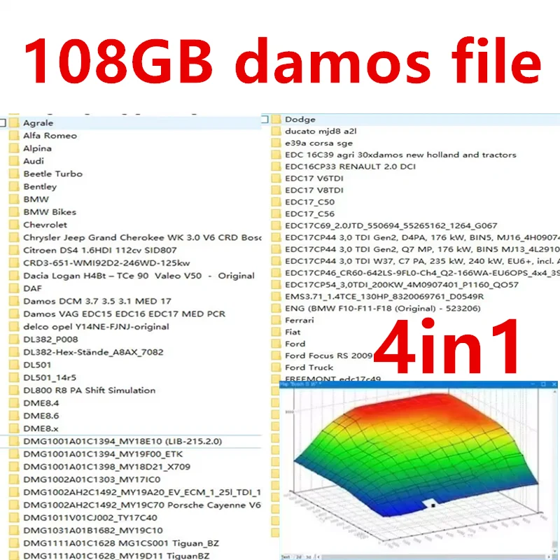 DAMOS 108GB  +Winols 4.7 Big Archive Damos Mappacks for Winols Software BIG PACK Package Chip Tuning Maps All data maps file 4in