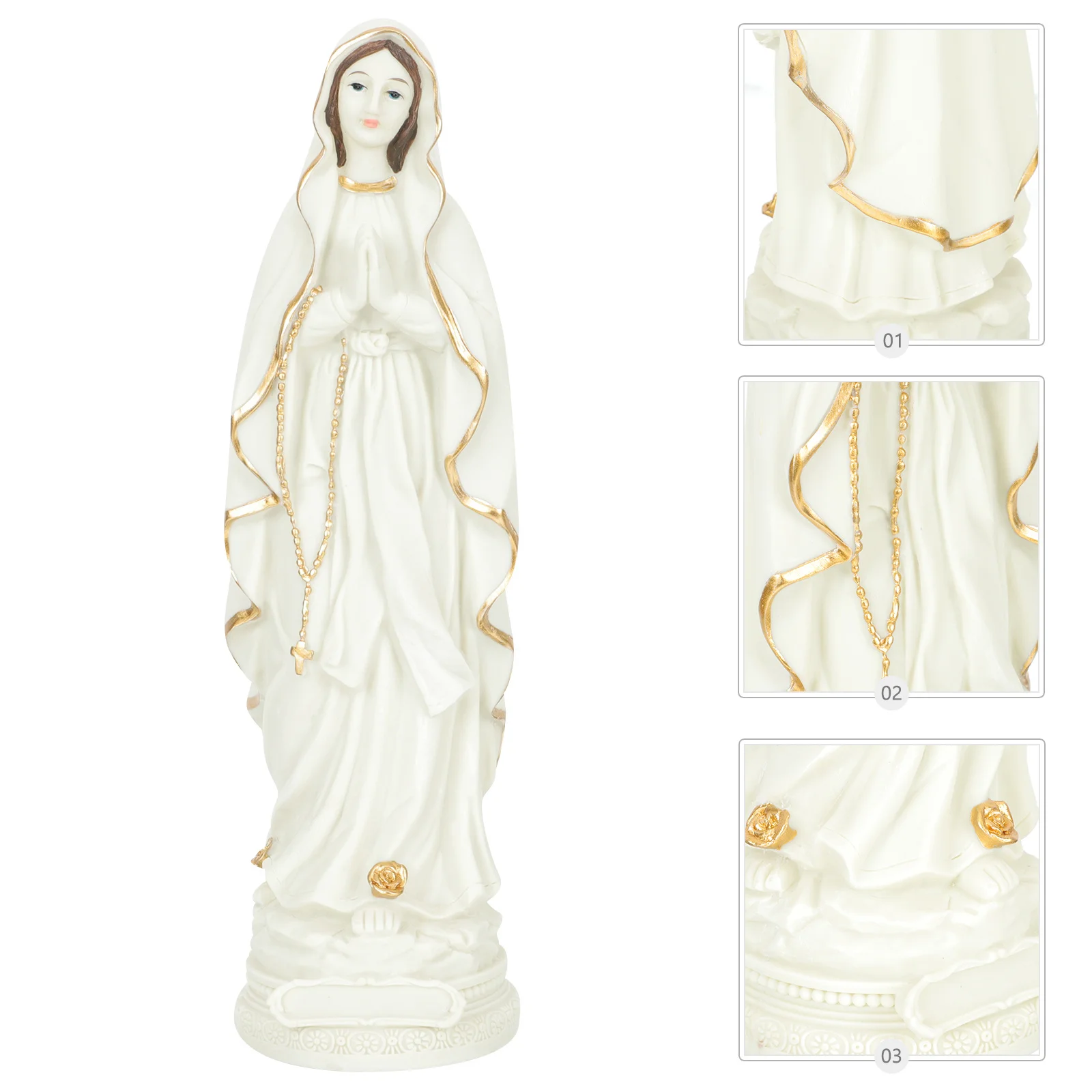

Compact Glow in The Dark Resin Virgin Mary Statue Desktop Religious Decor for Home Office Church Decorative Sculpture