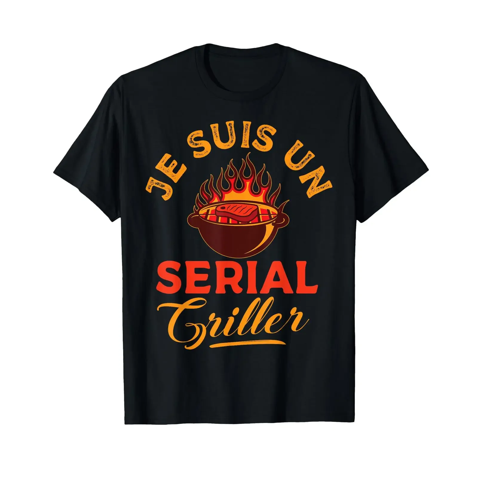 Serial Griller Cadeau Humour Barbecue T Shirt Black vintage Washed designer clothes Casual fashion Versatile Soft Slightly